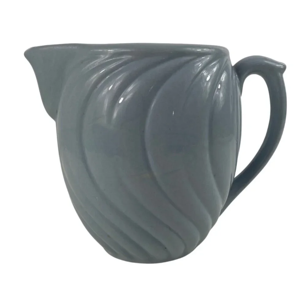 Vintage Blue Swirl Art Deco Ceramic Water Juice Pitcher - Picture 1 of 12